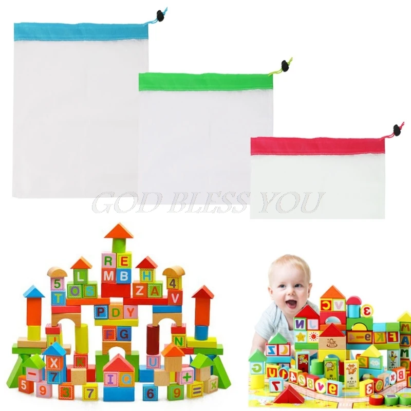 

Reusable Produce Mesh Bags Rope Vegetable Fruit Toys Grocery Storage Pouch Bag