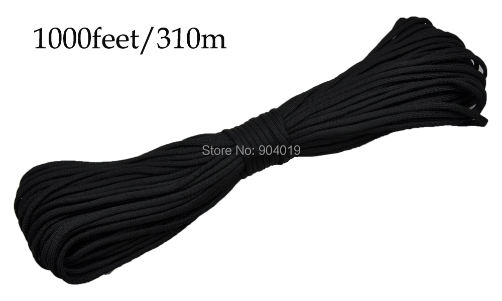 

550 Paracord Parachute Cord Lanyard Mil Spec Type III 7 Strand Core 1000 FT 310m Black