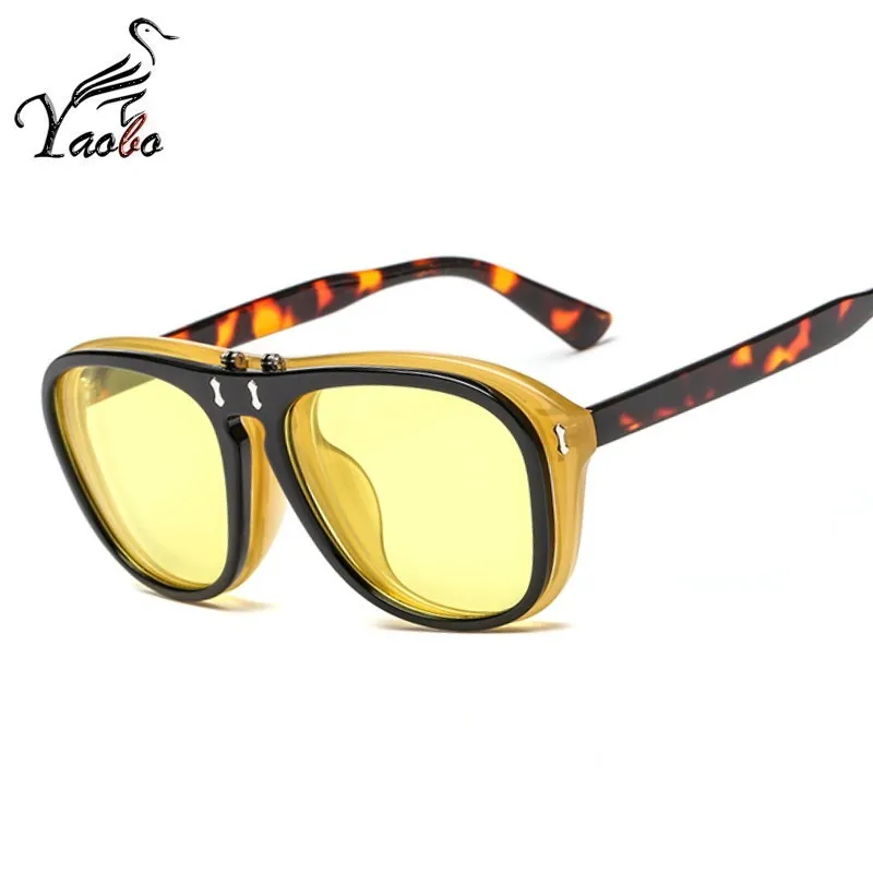 Мужские солнцезащитные очки пилота Женские Ретро брендовые дизайнерские солнцезащитные очки с двумя линзами женские мужские модные круглые солнцезащитные очки UV400 Oculos - Цвет линз: Champagne-Yellow