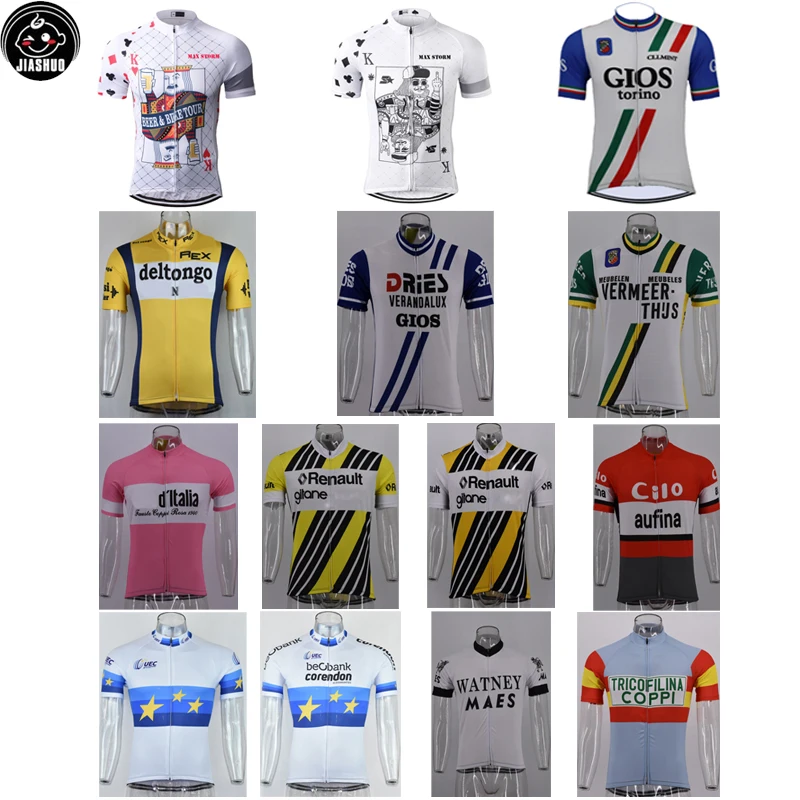 Retro Classical All New Mountain Road RACE Team Bike Cycling Jersey Tops Breathable Customized Jiashuo Styles 4 Pockets