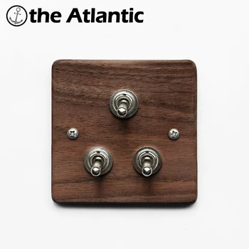 

Wood Switch Maple/Walnut Luxury Wall Light Switch Panel Hand Made Retro Switch 10A 110V-250V Wood Panel Brass Lever 3 Gang