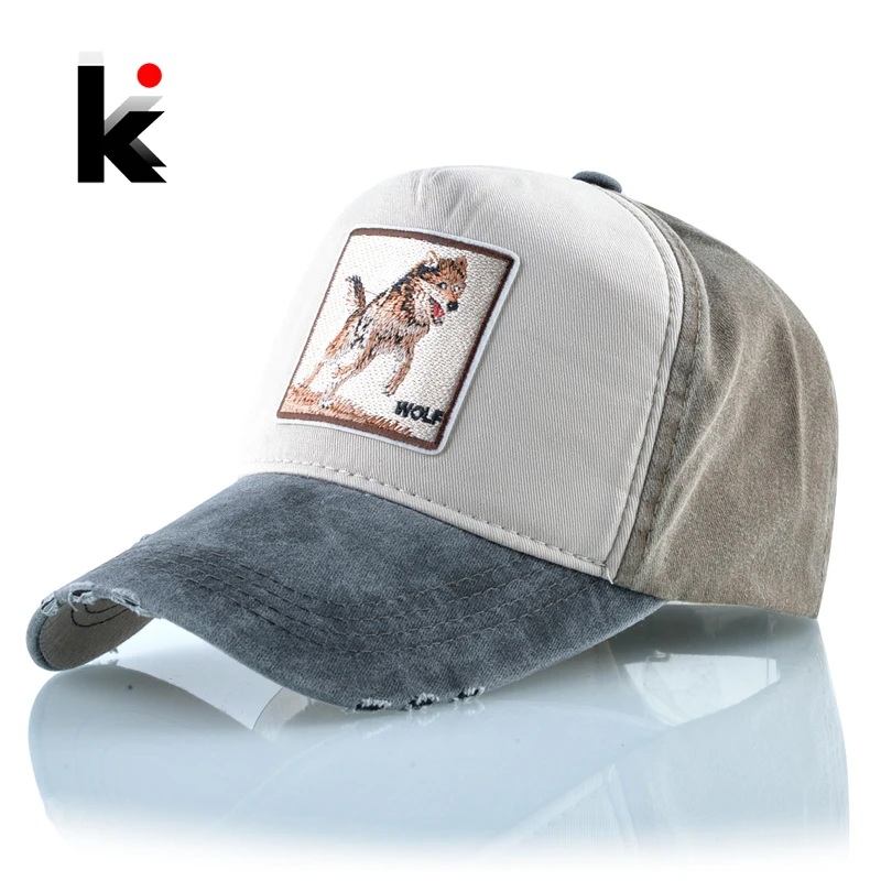 

Snapback Hats For Men Wolf Pattern Embroidery Baseball Cap Women Spring Summer Breathable Cotton Bone Fashion Hip Hop Casquette