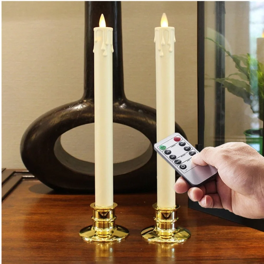 2pcs Window Decoration Remote Included Ivory Wax Flameless Moving Wick