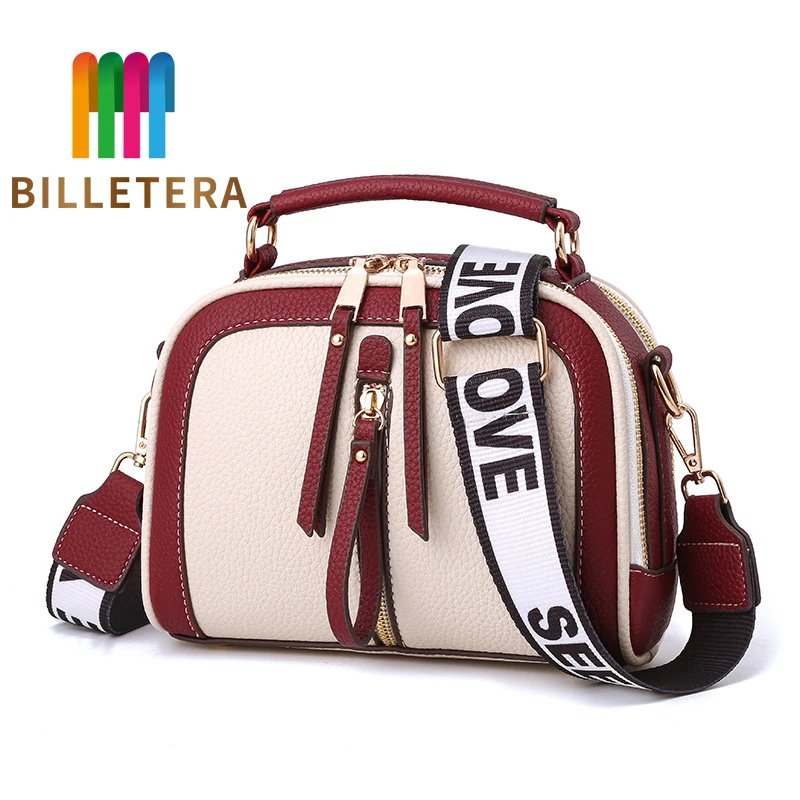 

BILLETERA Fashion Women Messenger Bag PU leather Shoulder Bag Handbag Patchwork Girls Bags