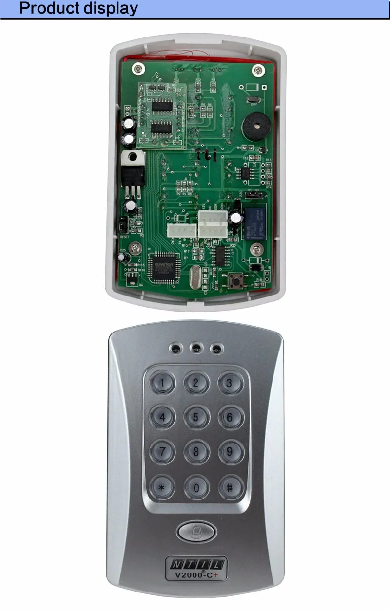 V2000-C RFID card reader keypad controller for access control door locks system support extra reader 1000 users digital locks - Famidy.com