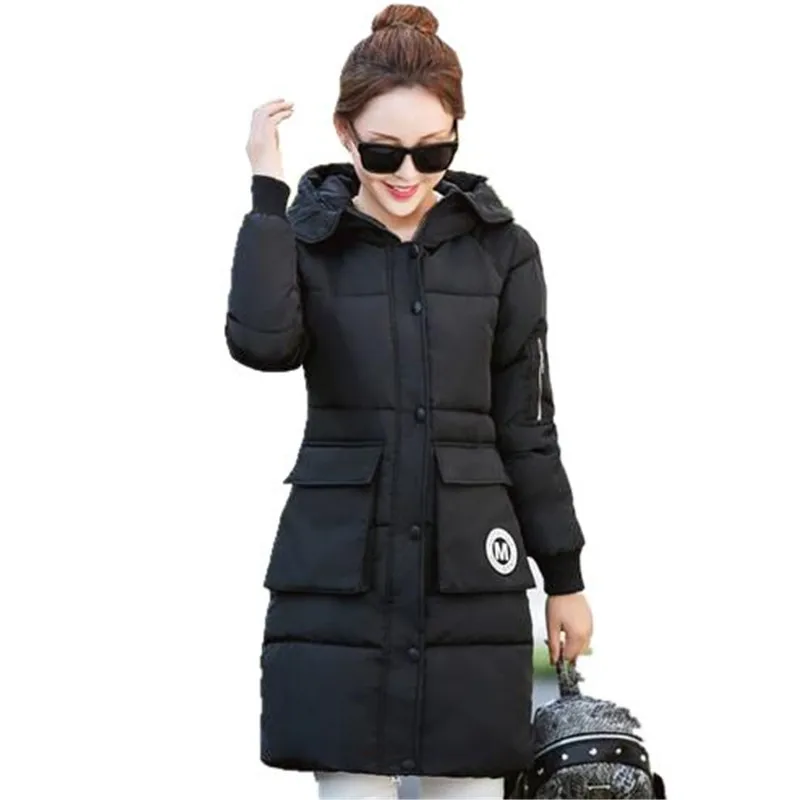 2016 New Winter Jackets Coats Big Yards Leisure Women Padded Jacket Fashion Hodded Jacket Thicken Long