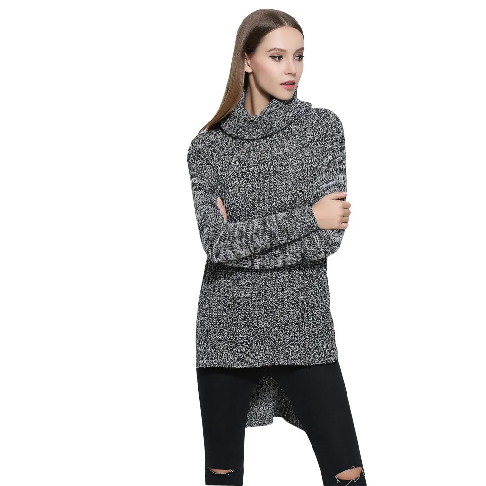 Для женщин длинные свитера платье вязаный свитер с высоким, плотно облегающим шею воротником пуловеры зимние плотные пальто с длинными