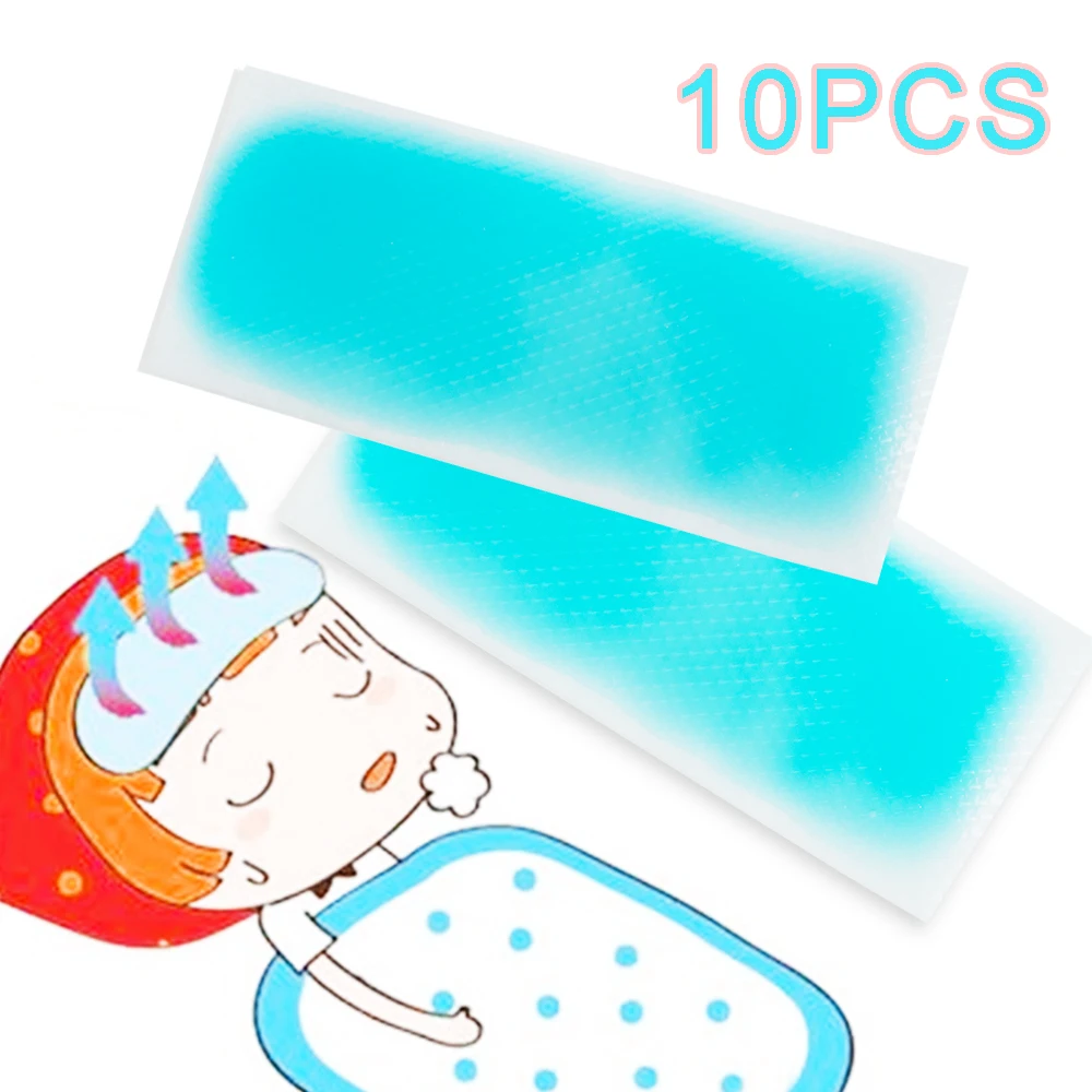 

10pcs Cooling Gel Patch Headache Fever Pain Stress Relief Kid Adults Therapy Set Massage & Relaxation