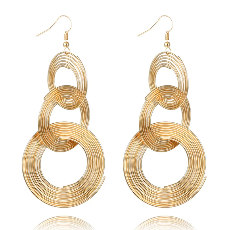 

HOCOLE New Fashion Accessories Metal Long Drop Earrings For Women Party Pendientes Brincos Statement Earrings Gold Jewelry