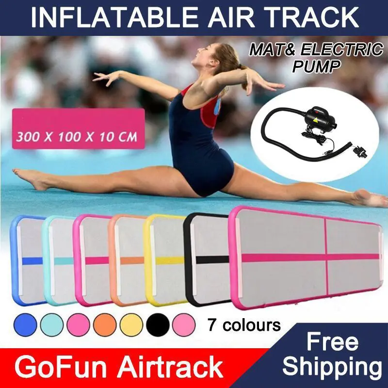 

Gofun 118x35x4inch Gym Air Track Floor Pad Home Gymnastics Tumbling Inflatable Rolling Mat With 110V pump
