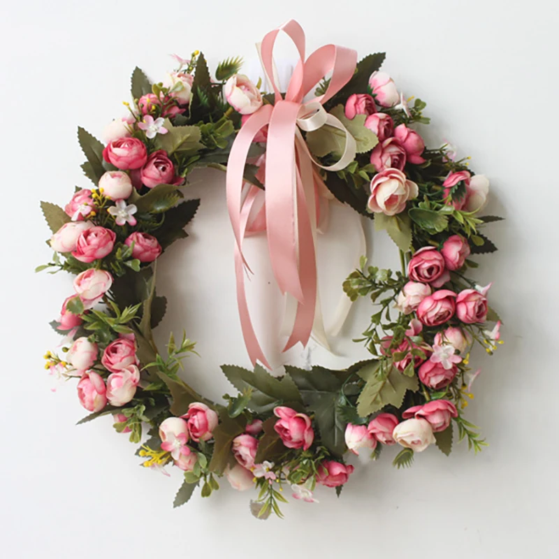 B rose red Искусственный венок гирлянда с розами порог Искусственные цветы венок DIY Свадебная вечеринка Главная Дверь Декор порог цветы подарок - Цвет: B rose red
