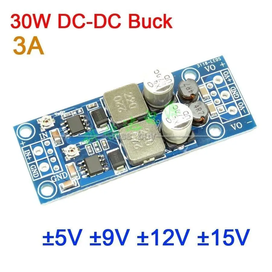 

DYKB 30W DC-DC Buck Converter Voltage 4.5-30V TO ±5V ±9V ±12V ±15V 3A Dual output Power Supply Positive to negative voltage