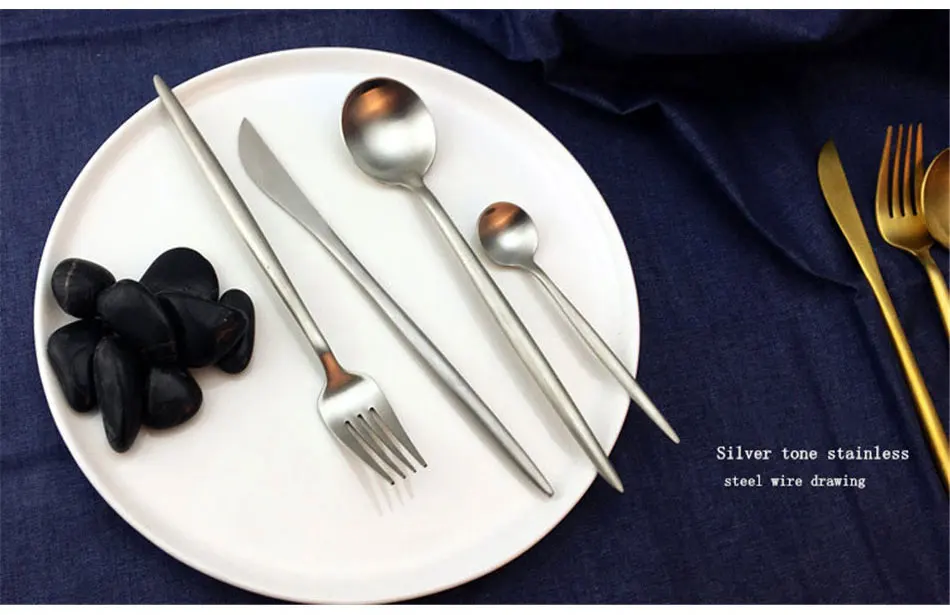 Brand Dinnerware Set Stainless Steel Cutlery Set 4 Pieces Black Knife Fork Set Tableware Gold Silver Cutleries Western Food Set (3)