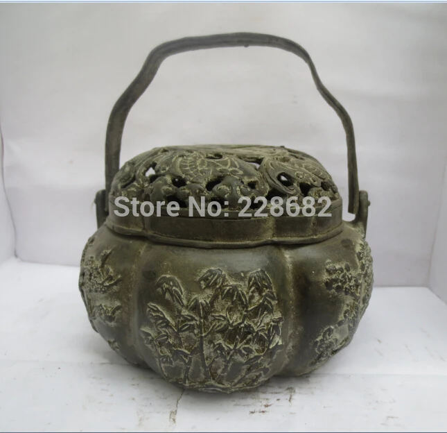 

Antique Antiques Collectible Chinese Old Bronze Warmer Censer Chinese Censer fast Shipping