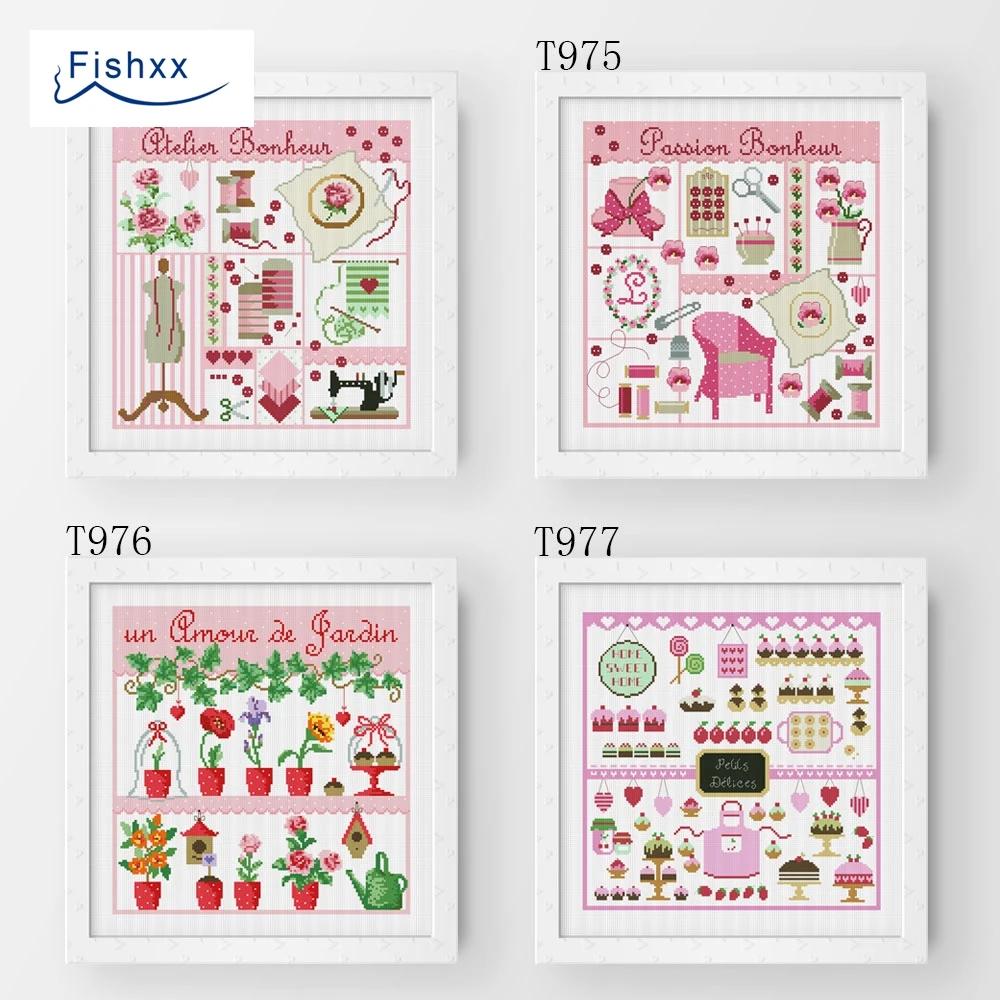 

Fishxx Cross Stitch T977 Handmade DIY Cake Sew Garden Four Pattern Embroidery Bags