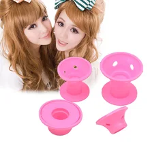 CkeyiN 10Pcs Silicone No Clip Pink Hair Curlers Rollers DIY Magic Spiral Curling Iron Wand Curl Styler Hair Styling Tools HS67P
