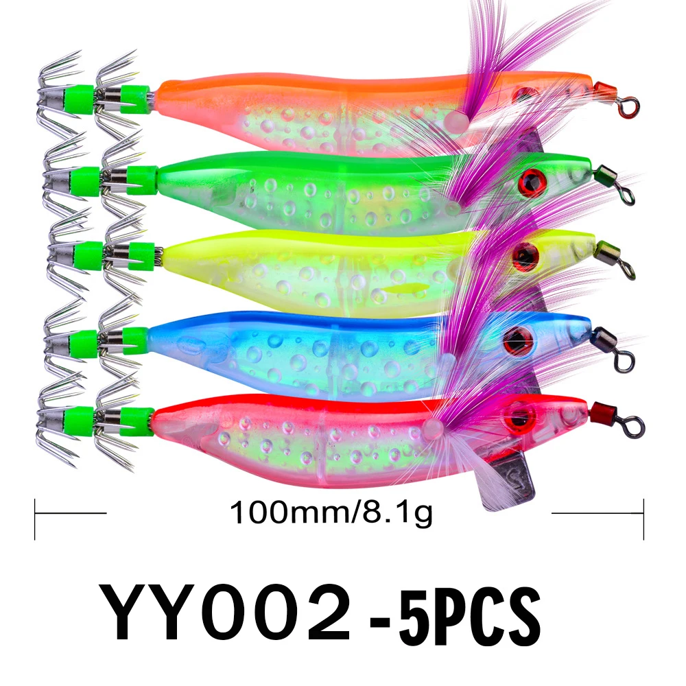 5 шт. приманка для ловли рыбы, высота каблука 10 см 8,1 г кальмаров крюк с красным лазером карты крючковый лов осьминог, Каракатица креветки приманки 3D глаза светящаяся приманка