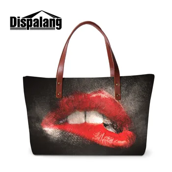 

Dispalang Sexy Red Lips Print Women Shoulder Bag Fashion Women's Handbags Large Hand Bag Tote Ladies Top-handle Female Beach Bag