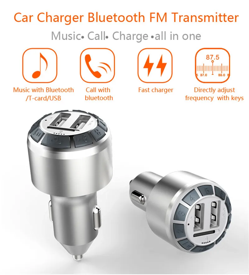 FM Transmitter Aux Modulator Bluetooth Handsfree Car Kit Car Audio MP3 Player with 3.1A Quick Charge Dual USB Car Charger (7)