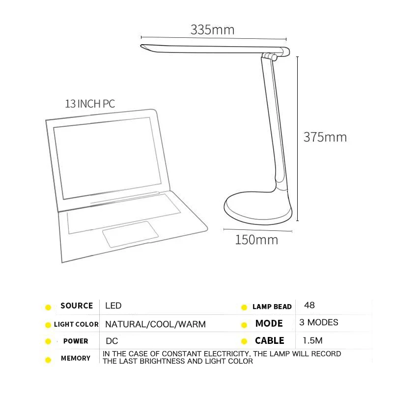 QINLE светодиодный настольный светильник портативная регулируемая Таблица исследований лампа складная температура сменный сенсорный светильник с регулятором освещенности не перезаряжаемый