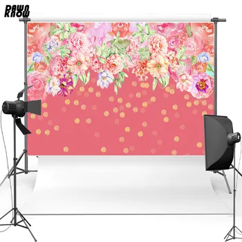 

DAWNKNOW New Fabric Polyester Photography Background Flower Vinyl Backdrop For Wedding photographic studio lv052
