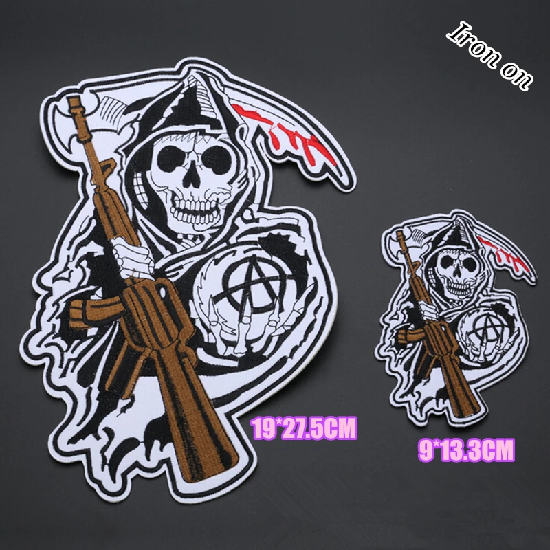 Wholesale 2015 cool skull embroidered patches for clothes iron on big + small set |