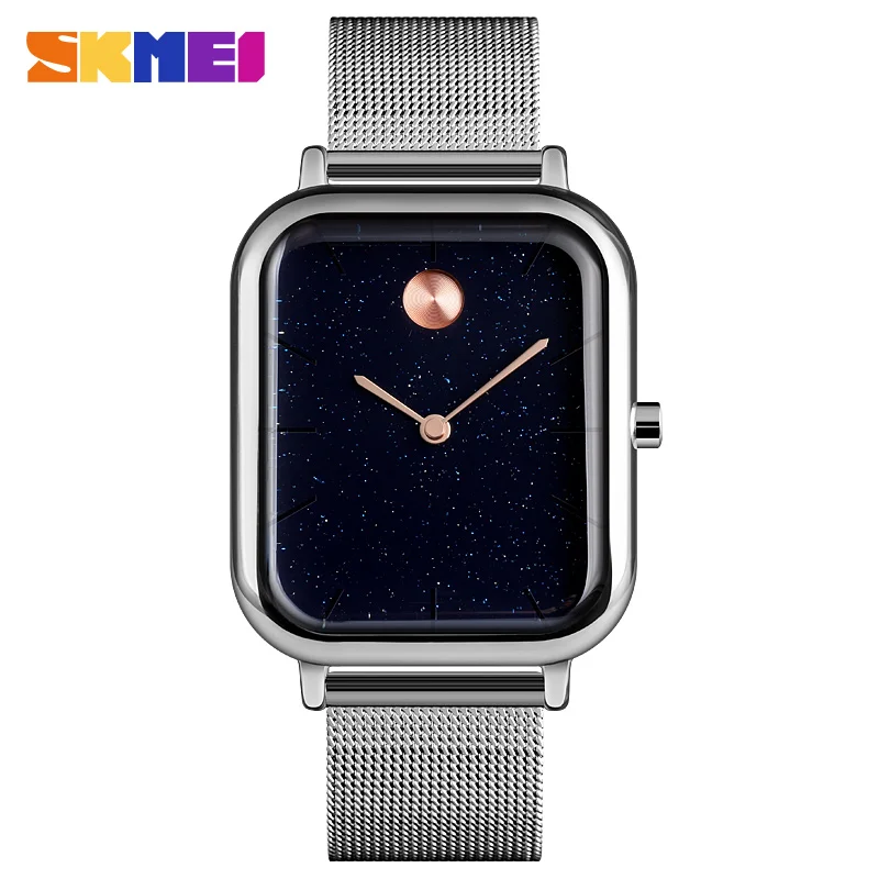 SKMEI Fashion Casual Watch Men Quartz Wristwatches 30M Waterproof Luxury Women Quartz Watches relogio masculino 9187 - Цвет: Silver Steel belt