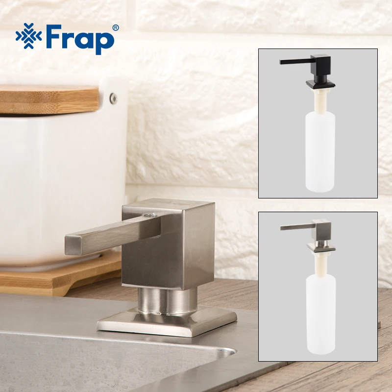 

FRAP Stainless steel sink with detergent bottle pressing soap dispenser Nordic kitchen black wash basin accessories