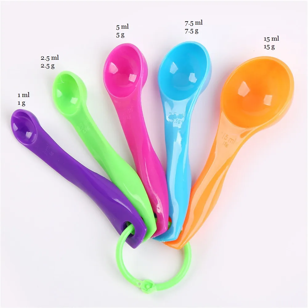5Pcs Measuring Spoon High Quality Eco Friendly Plastic Colorfule Tea