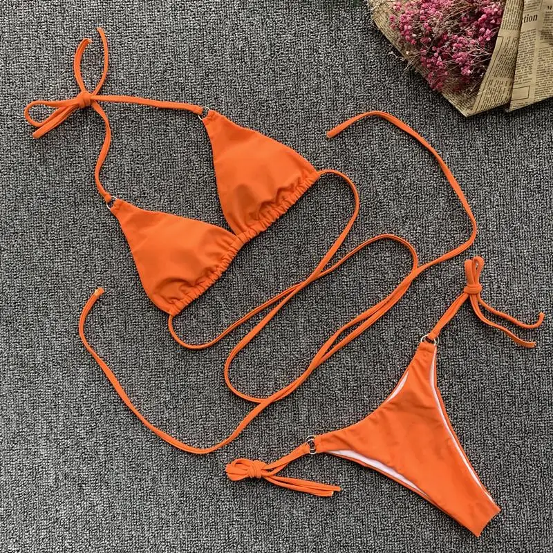 Bikinx Sext string, женское бикини,, микро бикини, верх, купальные стринги, купальник для женщин, треугольный Купальник для женщин, летний купальник - Цвет: Оранжевый