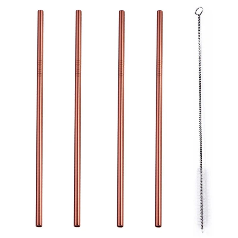 Eco-Friendly Reusable Stainless Steel Drinking Straw Set with Cleaner and Carrying Case