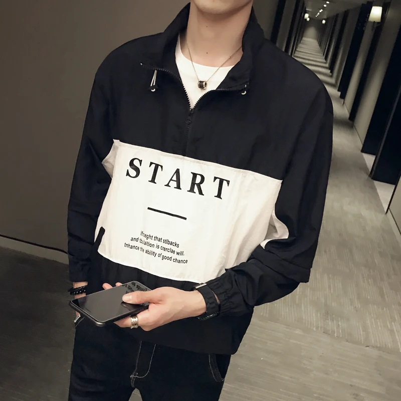 Fashion SpliceLetter Printing Jacket Men Streetwear Sunscreen Jacket Summer Stand Collar Jacket Men Bomber Print Chaqueta Hombre Fashion SpliceLetter Printing Jacket Men Streetwear Sunscreen Jacket Summer Stand Collar Jacket Men Bomber Print Chaqueta Hombre