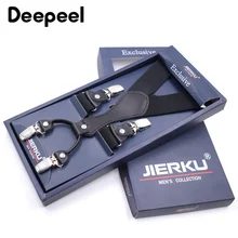 Deepeel 3,5X120 см, для взрослых, 4 зажима, мужские подтяжки, черные y-образные монохромные подтяжки, эластичные регулируемые подтяжки для брюк