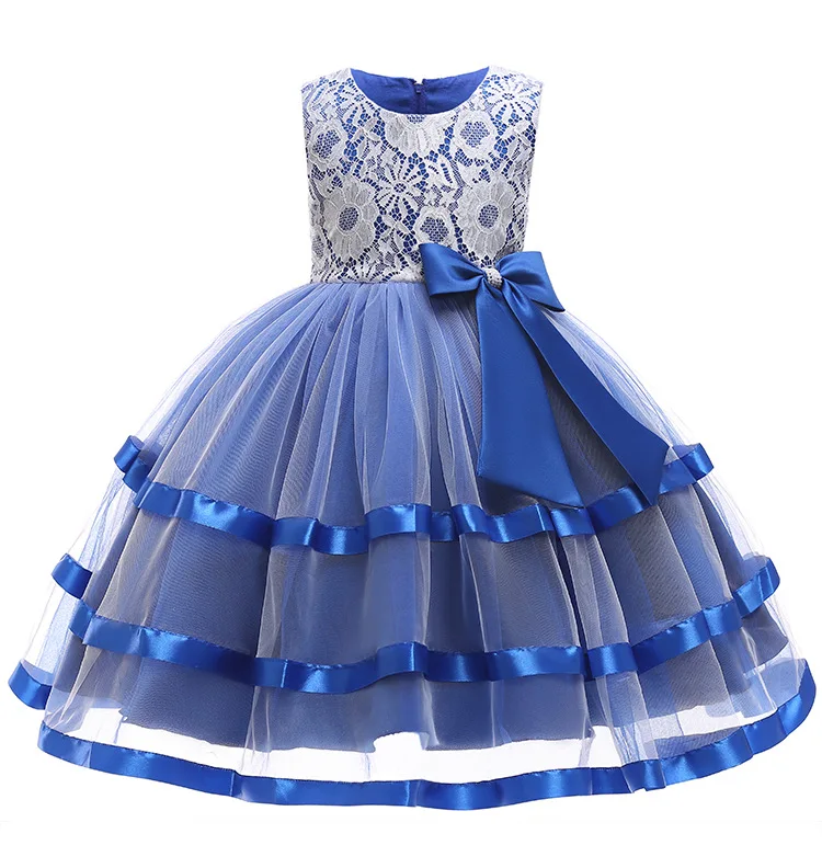 

high quality Kids Girl Wedding Flower Girls Christmas Dress Lace ribbon mesh cake Princess dress Formal Dresses Birthday Dresses