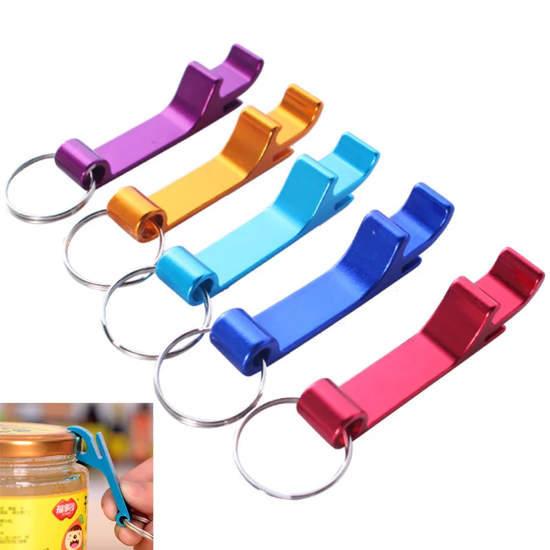 

1PCS Portable Beer Bottle Opener Keychain 4 in 1 Pocket Aluminum Beer wine Bottle Opener can Personalized Logo nice gift