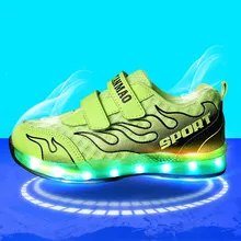 Enfants Chaussures pour Filles Lumineux Sneakers Lumineux LED Lumière de Chaussures pour Garçons USB Charge Chaussures D’été Chaussures de Sport 416
