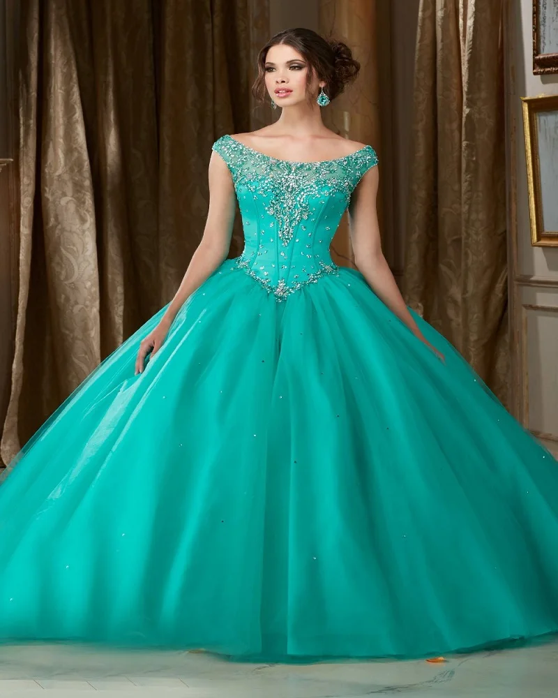 

Turquoise Quinceanera Dresses Gown 2016 Vestidos de 15 anos Beaded Sweet 16 Dress Debutante Dresses