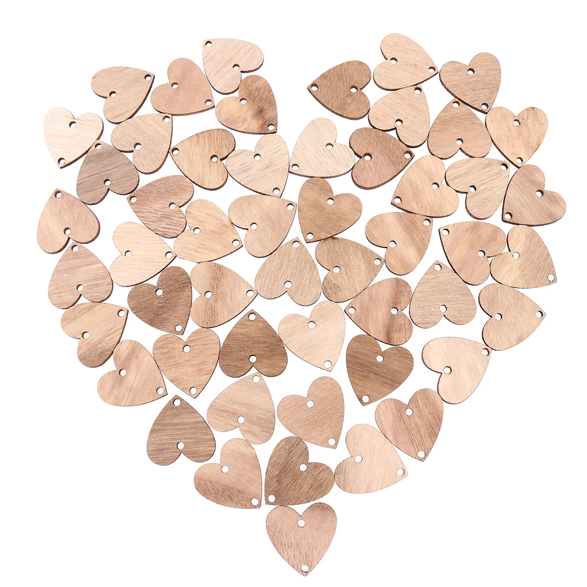 

50pcs Heart Wooden Slices With 50 Iron Loops Set For Birthday Reminder Hanging Wooden Plaque Board DIY Calendar Accessories