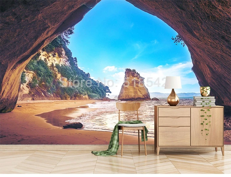 Пользовательские фото обои 3D стерео берег River Island пещера пейзаж большие фрески 3D Гостиная Фоновые украшения декорации Фреска