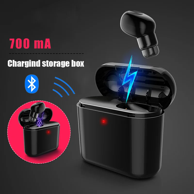 Mini Wireless Bluetooth Earphone In Ear Earbud 700mAh Portable Charging Storage Box Earplug