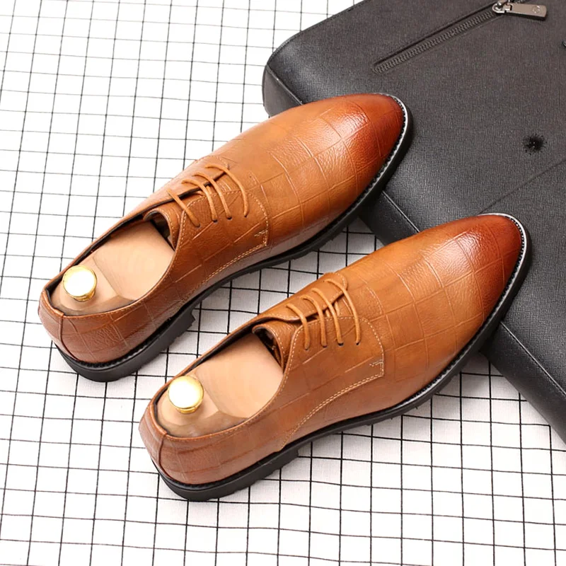 Men leather shoes PU shoes lace up Dousin Partin E5231457