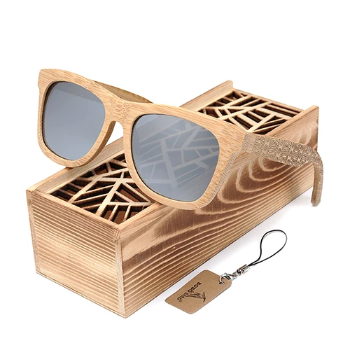 BOBO BIRD Okulary Bamboo солнцезащитные очки для женщин с серебряными поляризованными линзами для мужчин очки узор выгравированы - Цвет линз: box1