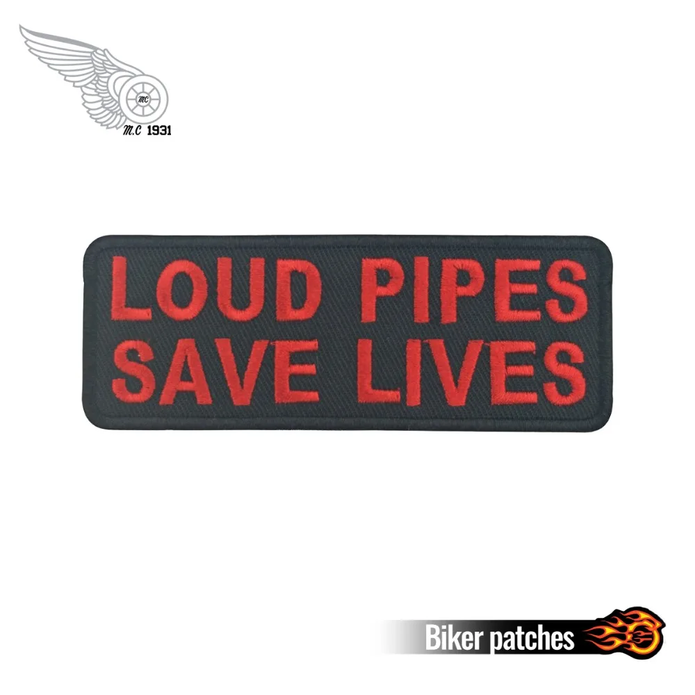 

Cool Loud Pipes Saver Vest Rider Embroidered Iron On Front Motorcyle Patch Black twill fabric Free Shipping DIY Eco-Friendly
