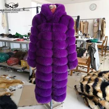 

Tatyana Furclub Real Fox Fur Coat For Women Plus Size Outwear With Hood Winter Fur Jacket Thick Warm Fur Parka Coats Female Tops