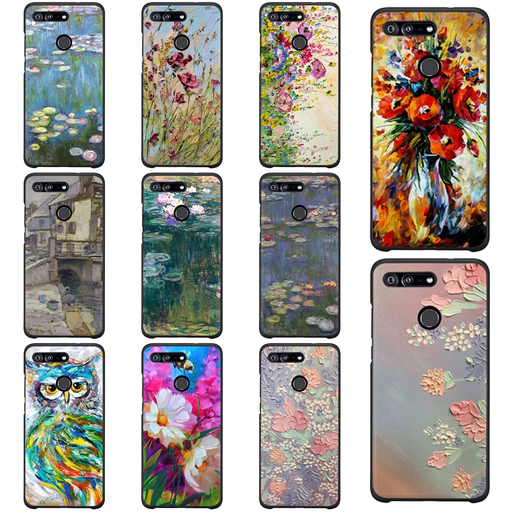 

UV Printed TPU for Huawei Nova 3 Case Black Silicone Cases for Honor 9 Case 10 Lite 7a 7c Floral Phone Case