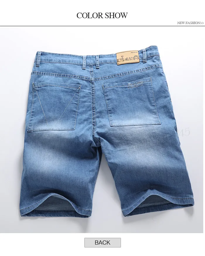 Большие размеры 42, 44, 46, 48, 50, 52 Лето 2019 г. Новый для мужчин's джинсовые шорты модные повседневные свободные прямого кроя свет синие короткие