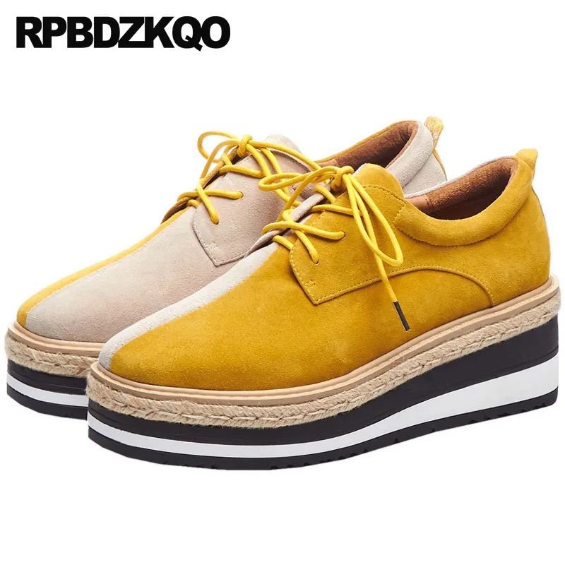

Platform Suede Wedge Chinese Embroidered Shoes Square Toe Hemp Thick Sole Yellow Creepers Women Embroidery Straw Designer China