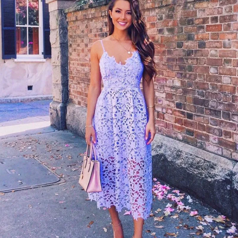 

2019 Women Bodycon Party Dress Hollow Out Embroidery Backless Zipper Pleated Lace Spaghetti Strap V Neck Floral Print Sleeveless