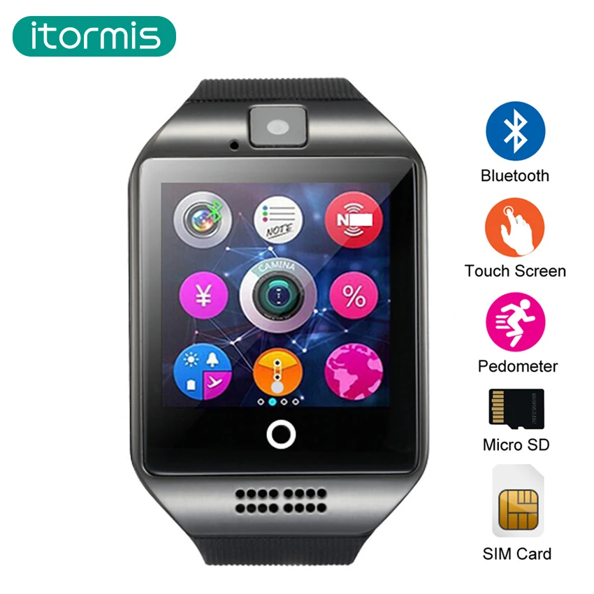 Itormis Bluetooth Smart Часы Smartwatch телефон Спорт Шагомер Сенсорный экран Камера TF sim карты