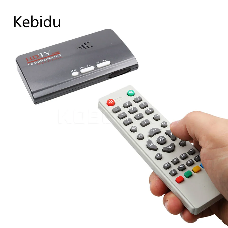 

Kebidu EU Plug DVB-T/DVB-T2 TV Tuner Receiver DVB T/T2 TV Box VGA AV CVBS 1080P HDMI digital HD Satellite receiver for Monitors